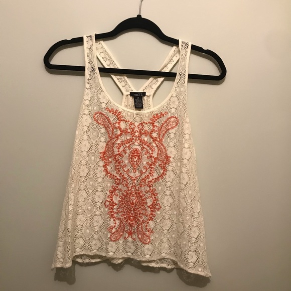 Rue21 Tops - Rue 21 white and red lace tank top